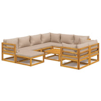 Thumbnail for 10-tlg. Garten-Lounge-Set mit Taupe Kissen Massivholz