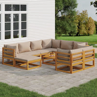 Thumbnail for 10-tlg. Garten-Lounge-Set mit Taupe Kissen Massivholz