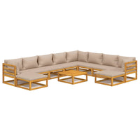 Thumbnail for 11-tlg. Garten-Lounge-Set mit Taupe Kissen Massivholz