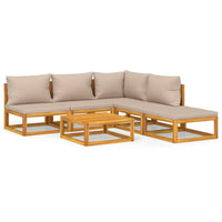 Thumbnail for 6-tlg. Garten-Lounge-Set mit Taupe Kissen Massivholz