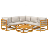 Thumbnail for 6-tlg. Garten-Lounge-Set mit Hellgrauen Kissen Massivholz