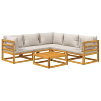 Thumbnail for 6-tlg. Garten-Lounge-Set mit Hellgrauen Kissen Massivholz