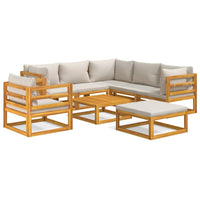 Thumbnail for 8-tlg. Garten-Lounge-Set mit Hellgrauen Kissen Massivholz
