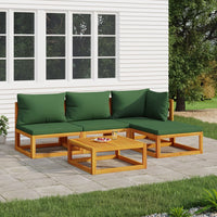 Thumbnail for 5-tlg. Garten-Lounge-Set mit Grünen Kissen Massivholz