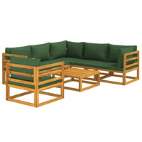 Thumbnail for 7-tlg. Garten-Lounge-Set mit Grünen Kissen Massivholz