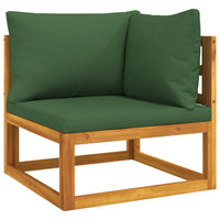 Thumbnail for 7-tlg. Garten-Lounge-Set mit Grünen Kissen Massivholz