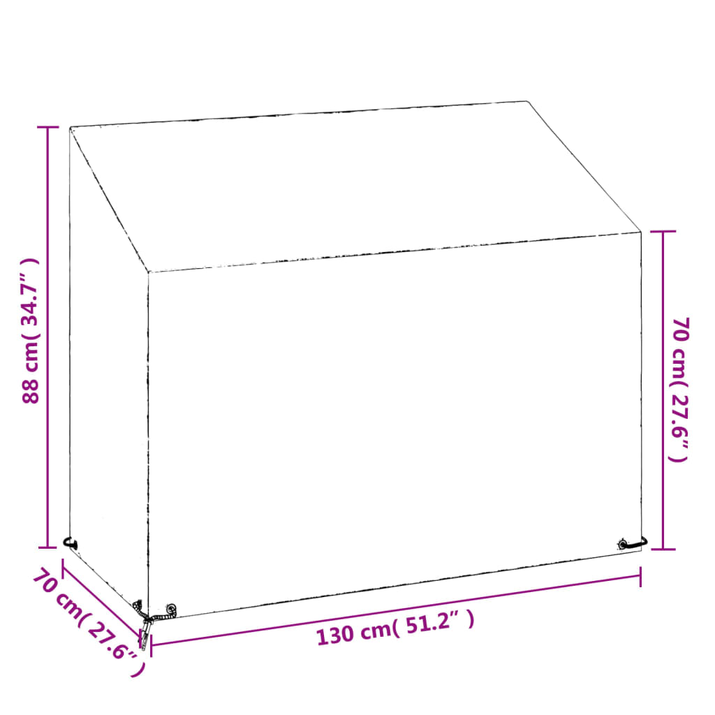 Abdeckungen für Gartenbank 2 Stk. 8 Ösen 130x70x70/88 cm