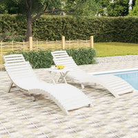 Thumbnail for Sonnenliegen 2 Stk. Weiß 184x55x64 cm Massivholz Akazie