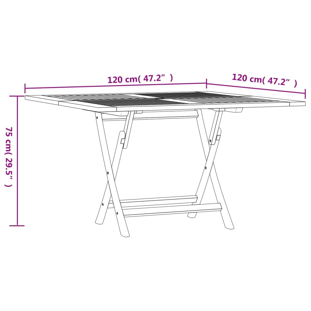 Gartentisch Klappbar 120x120x75 cm Massivholz Teak