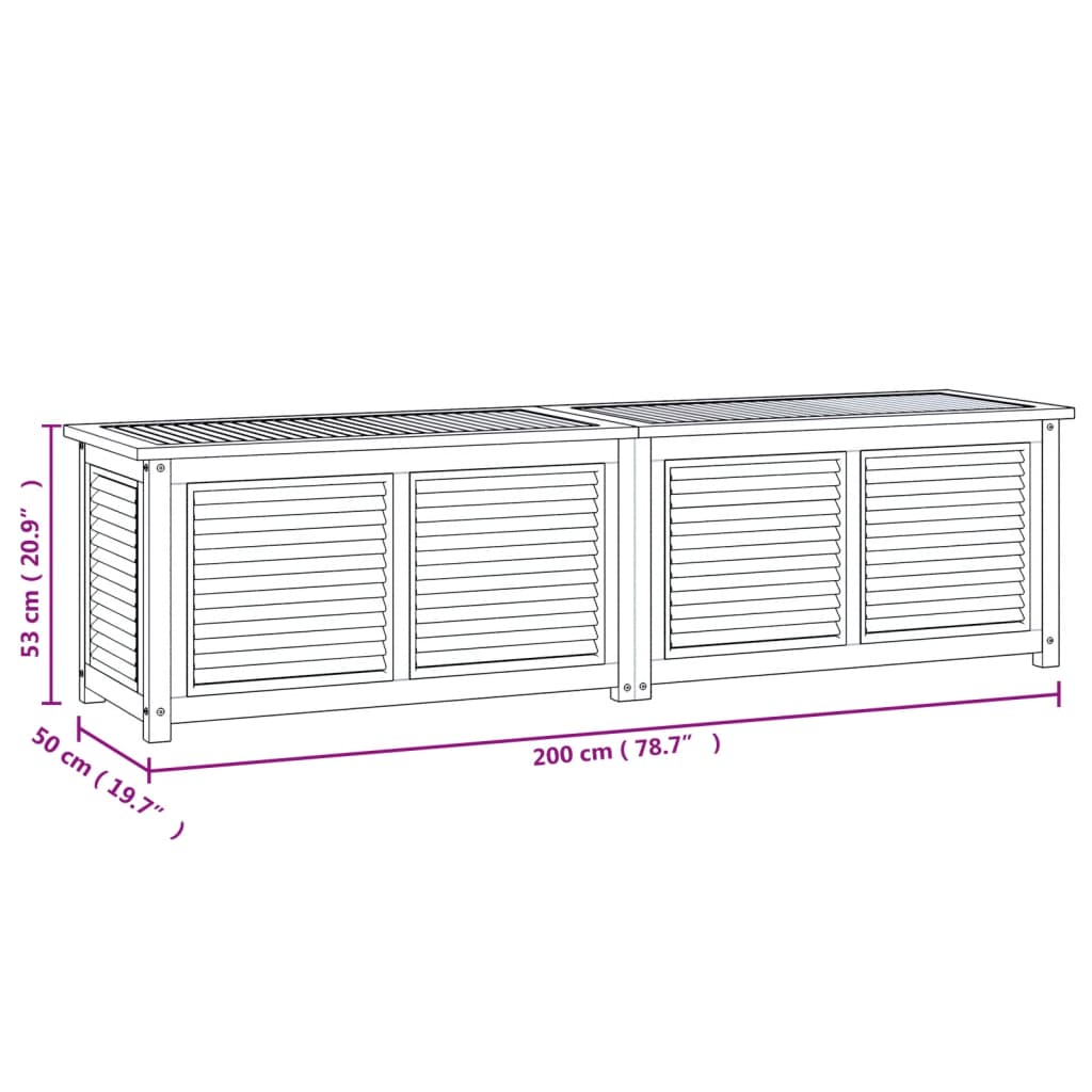 Gartenbox mit Beutel 200x50x53 cm Massivholz Teak