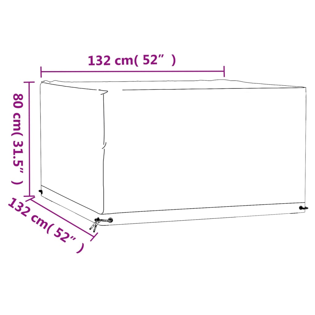 Gartenmöbel-Abdeckung 8 Ösen 132x132x80 cm Quadratisch