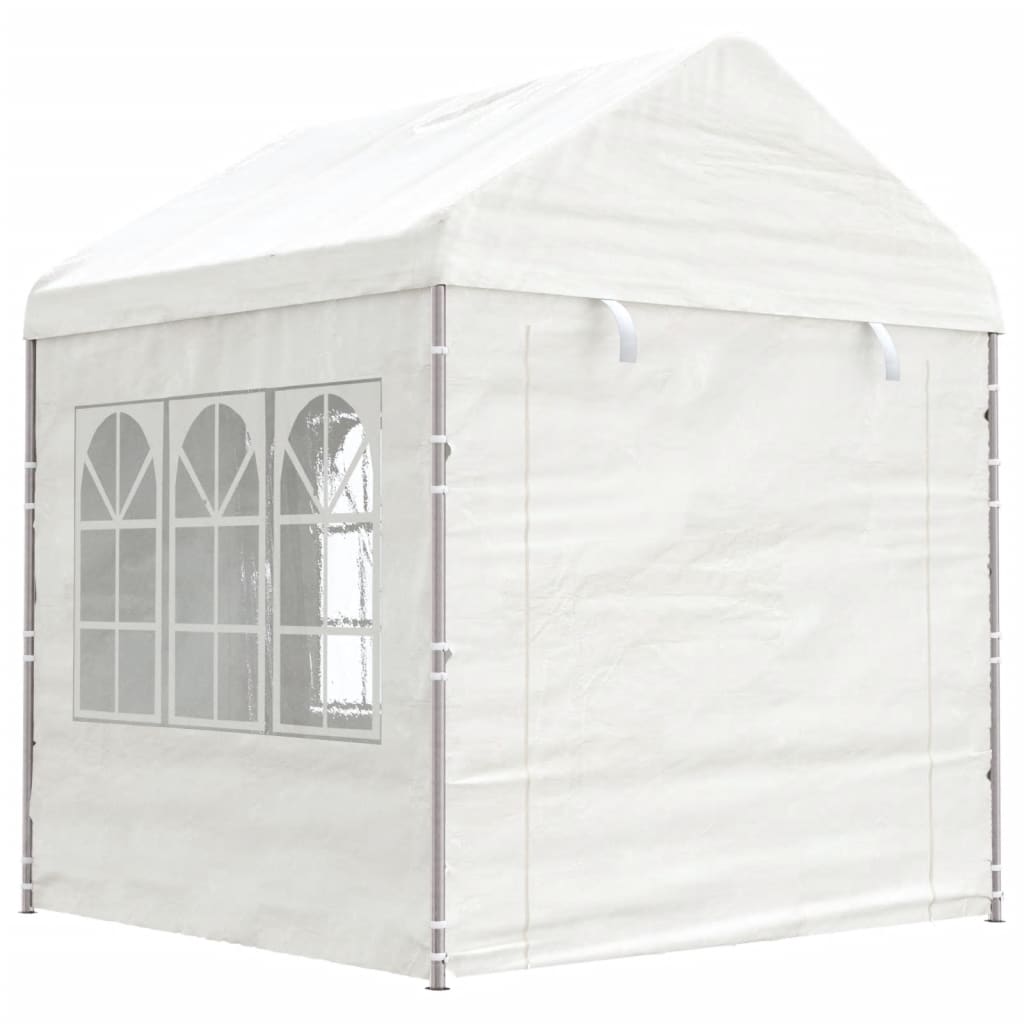 Pavillon mit Dach Weiß 6,69x2,28x2,69 m Polyethylen