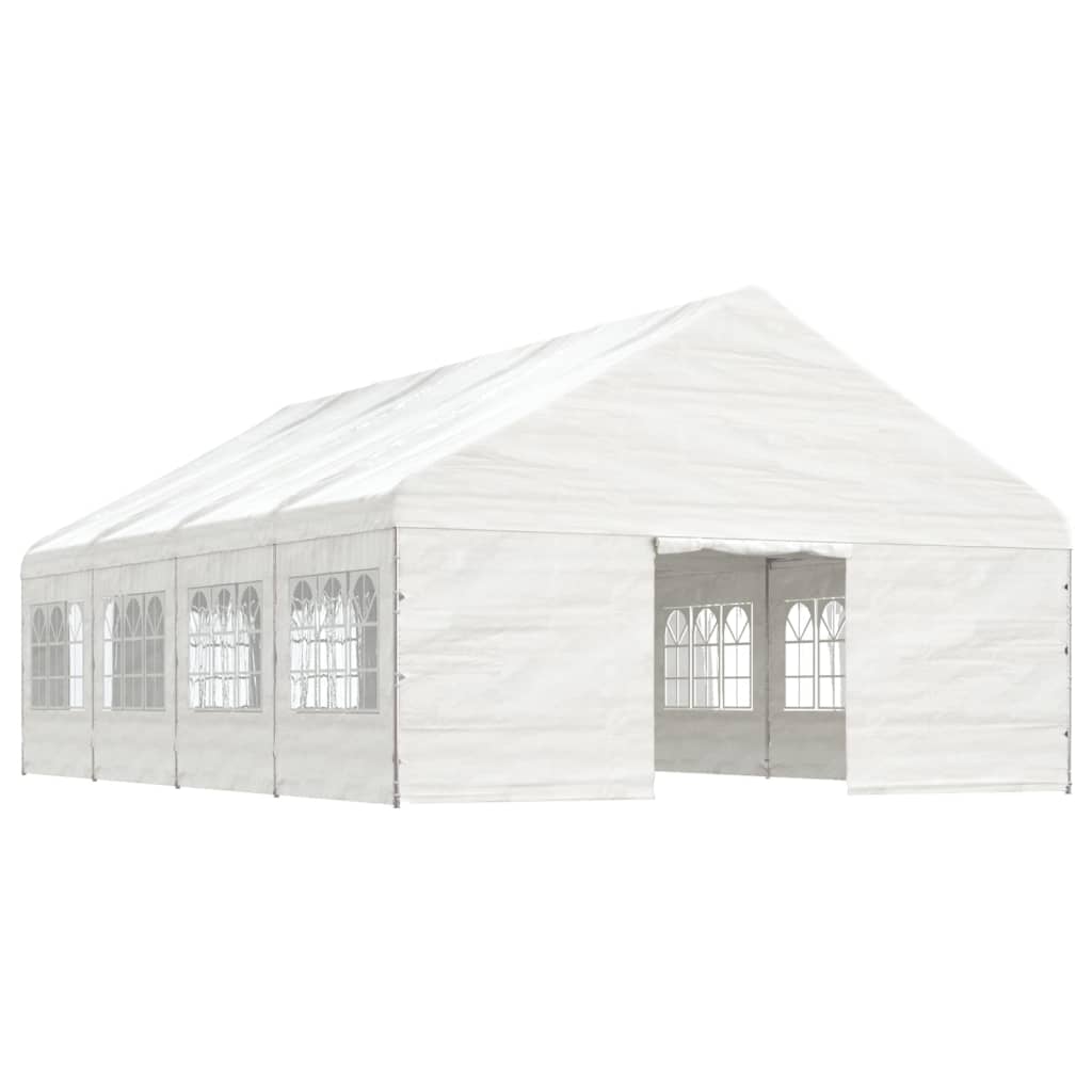 Pavillon mit Dach Weiß 8,92x5,88x3,75 m Polyethylen
