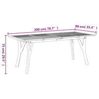 Thumbnail for Gartentisch 200x90x75 cm Massivholz Akazie