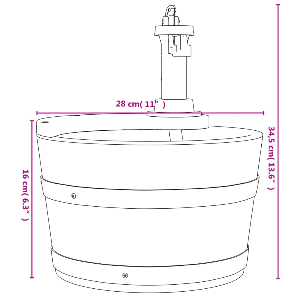 Gartenbrunnen mit Pumpe 28x28x34,5 cm Massivholz Tanne