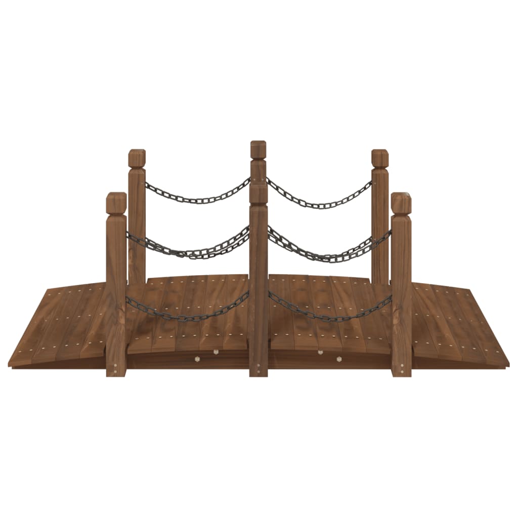 Gartenbrücke mit Kettengeländer 150x67x56 cm Massivholz Fichte