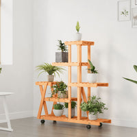 Thumbnail for Blumenständer mit Rollen 95x25x101 cm Massivholz Tanne