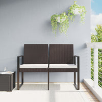 Thumbnail for Gartenbank 2-Sitzer mit Kissen Braun PP-Rattan