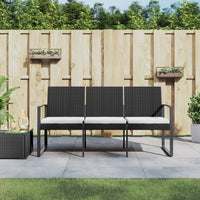 Thumbnail for Gartenbank 3-Sitzer mit Kissen Schwarz PP-Rattan