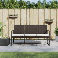 Thumbnail for Gartenbank 3-Sitzer mit Kissen Braun PP-Rattan