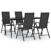 Thumbnail for 5-tlg. Garten-Essgruppe Schwarz Poly Rattan