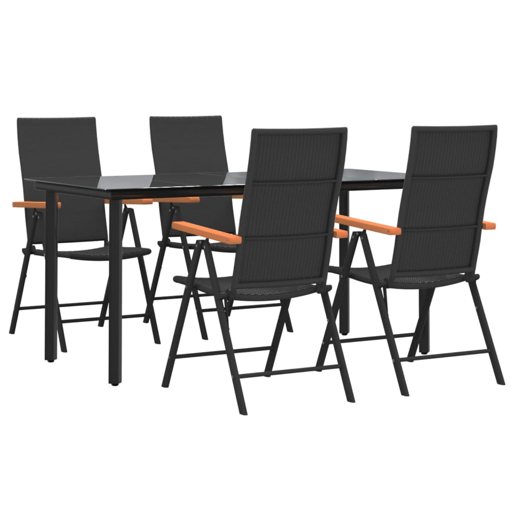5-tlg. Garten-Essgruppe Schwarz und Braun Poly Rattan