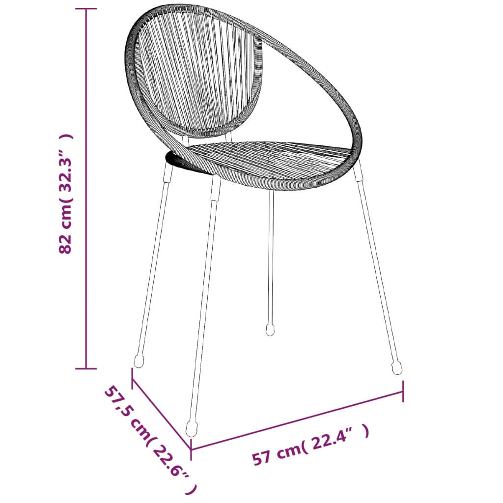 7-tlg. Garten-Essgruppe Schwarz PVC-Rattan