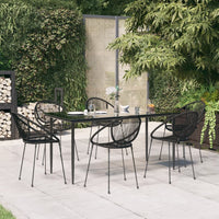 Thumbnail for 7-tlg. Garten-Essgruppe Schwarz PVC-Rattan