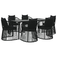 Thumbnail for 7-tlg. Garten-Essgruppe mit Kissen Schwarz PVC-Rattan