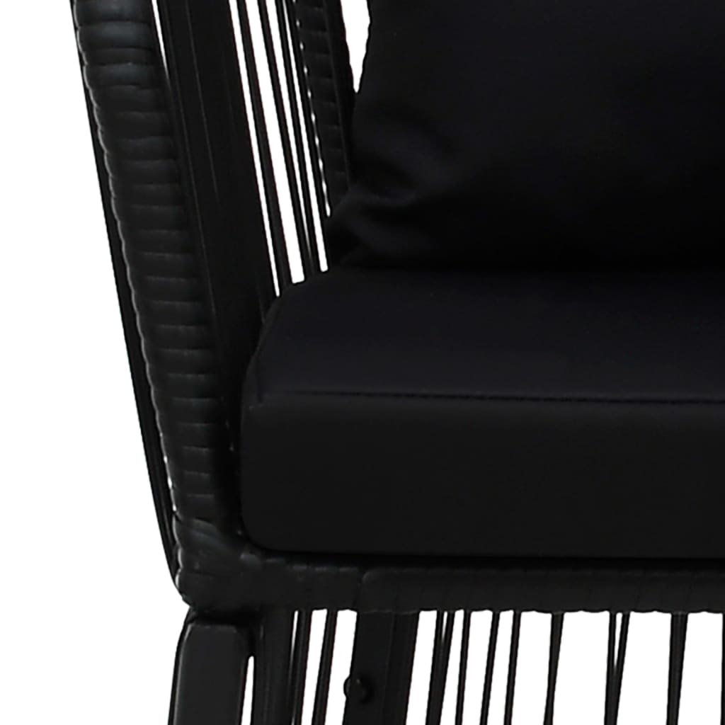 7-tlg. Garten-Essgruppe mit Kissen Schwarz PVC-Rattan