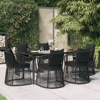 Thumbnail for 7-tlg. Garten-Essgruppe mit Kissen Schwarz PVC-Rattan