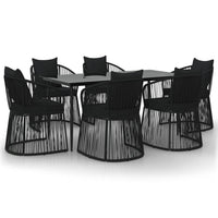 Thumbnail for 7-tlg. Garten-Essgruppe mit Kissen Schwarz PVC-Rattan