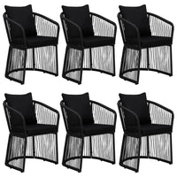 Thumbnail for 7-tlg. Garten-Essgruppe mit Kissen Schwarz PVC-Rattan