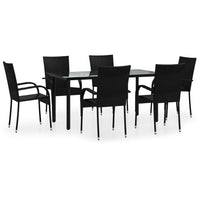 Thumbnail for 7-tlg. Garten-Essgruppe Schwarz Poly Rattan