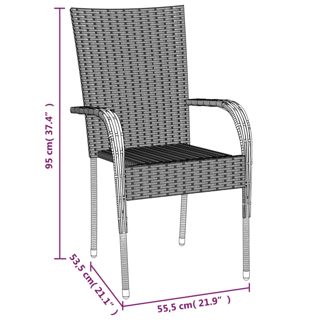7-tlg. Garten-Essgruppe Schwarz Poly Rattan