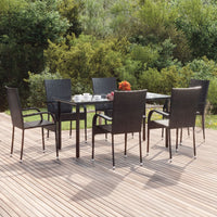 Thumbnail for 7-tlg. Garten-Essgruppe Schwarz Poly Rattan