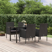 Thumbnail for 5-tlg. Garten-Essgruppe mit Kissen Schwarz Poly Rattan