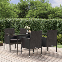 Thumbnail for 5-tlg. Garten-Essgruppe mit Kissen Schwarz Poly Rattan