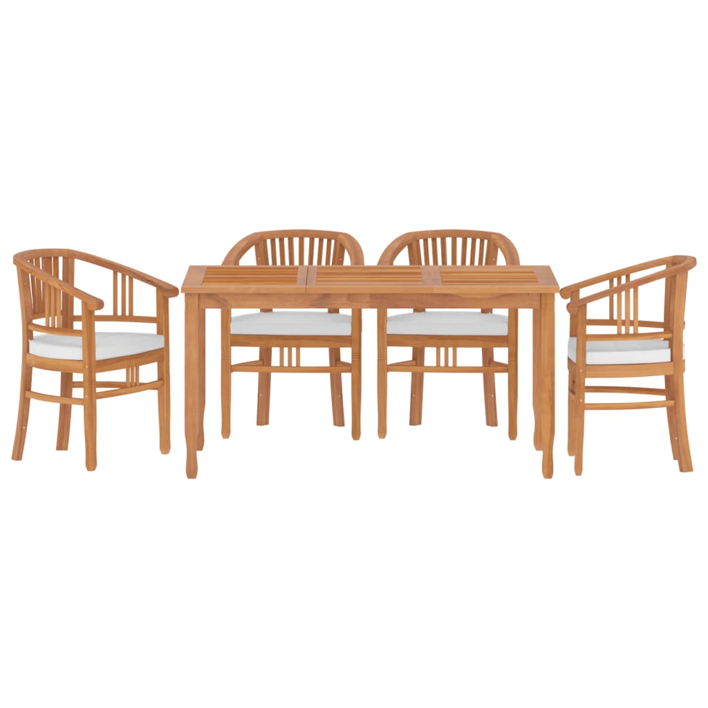 5-tlg. Garten-Essgruppe Massivholz Teak