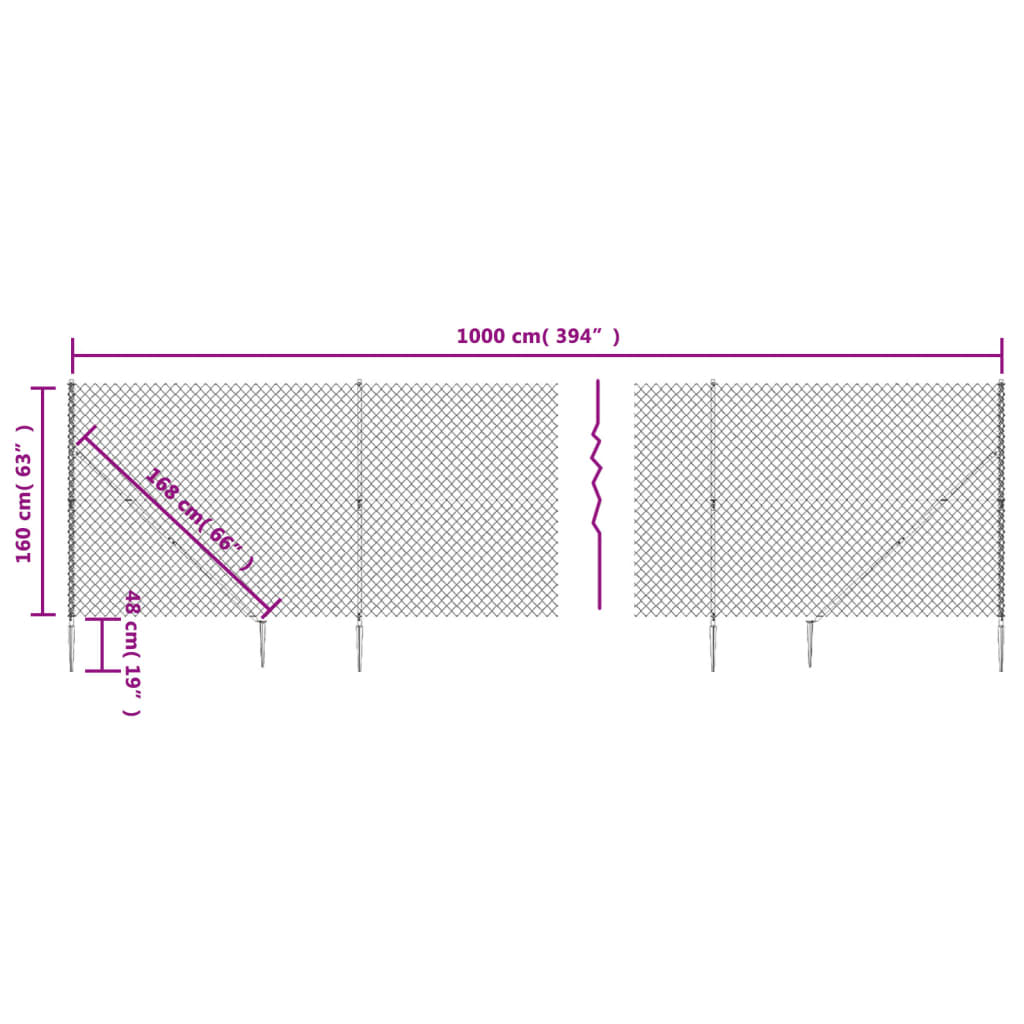 Maschendrahtzaun mit Bodenhülsen Grün 1,6x10 m
