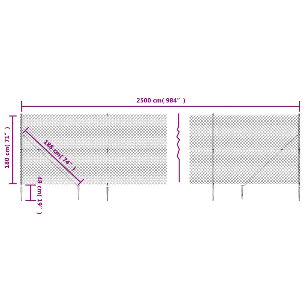 Maschendrahtzaun mit Bodenhülsen Grün 1,8x25 m