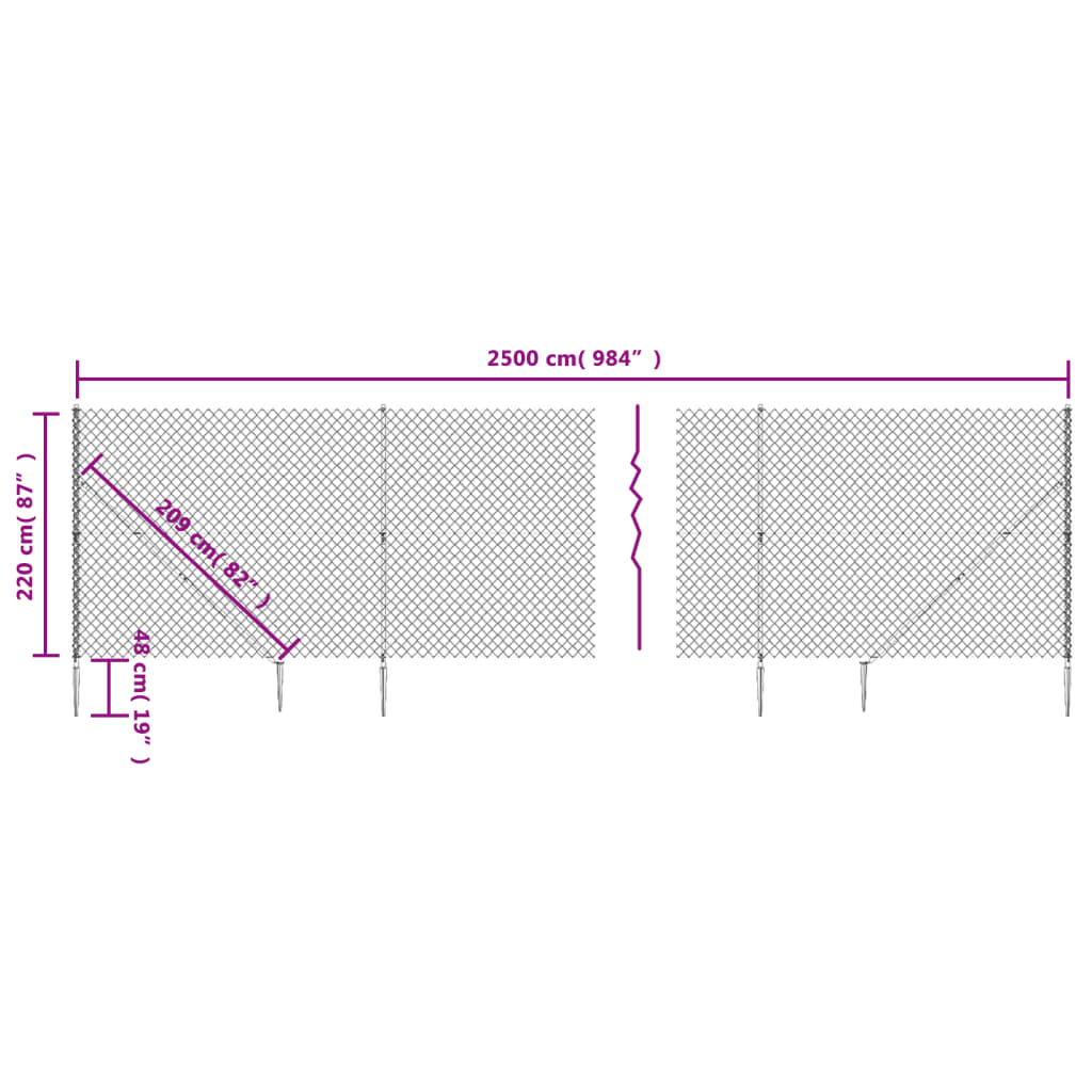Maschendrahtzaun mit Bodenhülsen Grün 2,2x25 m