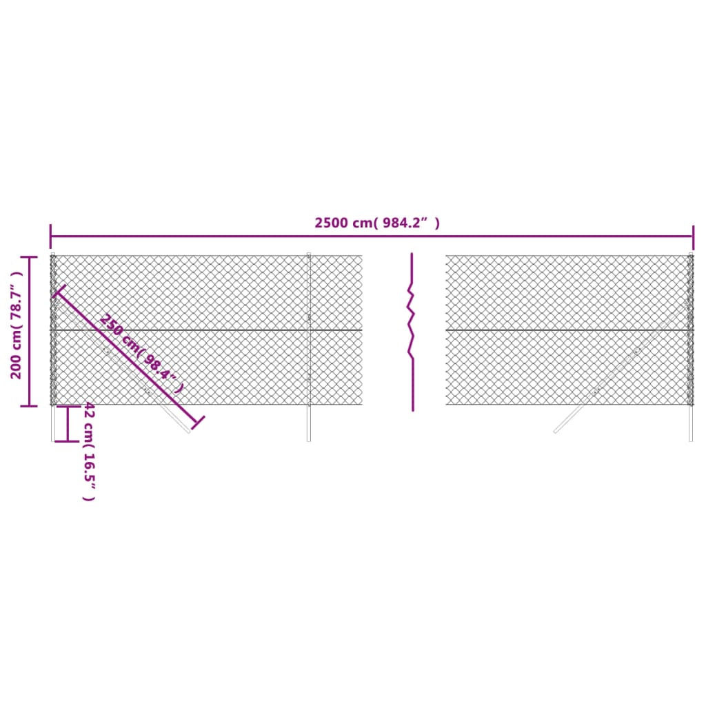 Maschendrahtzaun Anthrazit 2x25 m