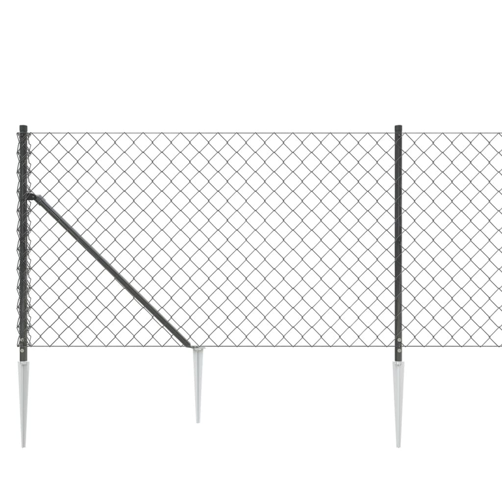 Maschendrahtzaun mit Bodenhülsen Anthrazit 0,8x10 m