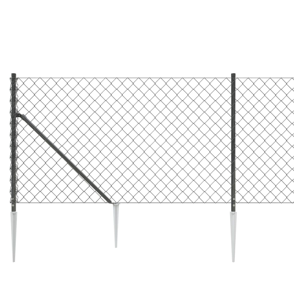 Maschendrahtzaun mit Erdspießen Anthrazit 1x10 m