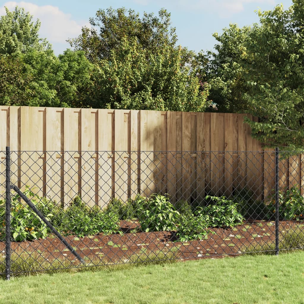 Maschendrahtzaun mit Bodenhülsen Anthrazit 1,1x10 m