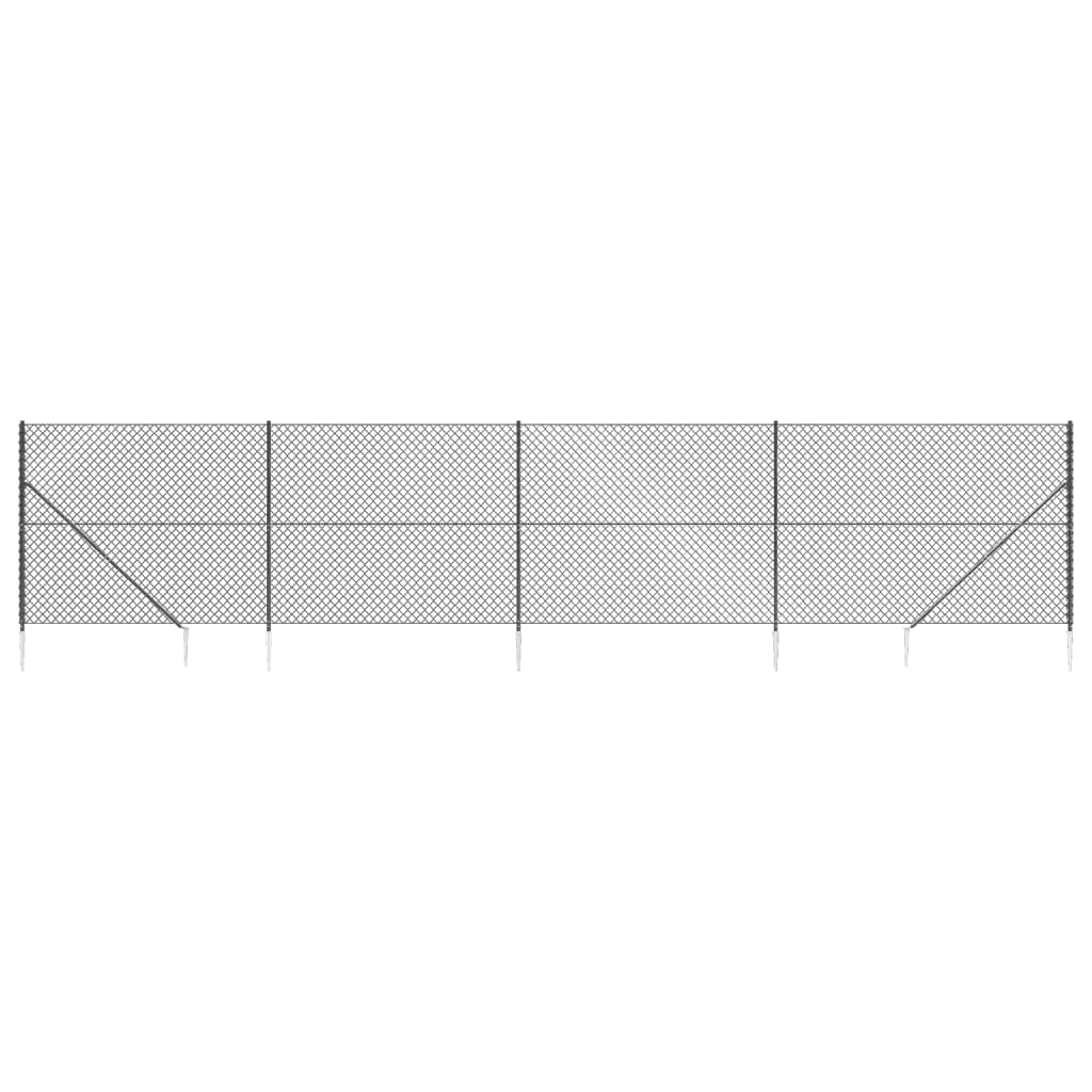 Maschendrahtzaun mit Bodenhülsen Anthrazit 2x10 m