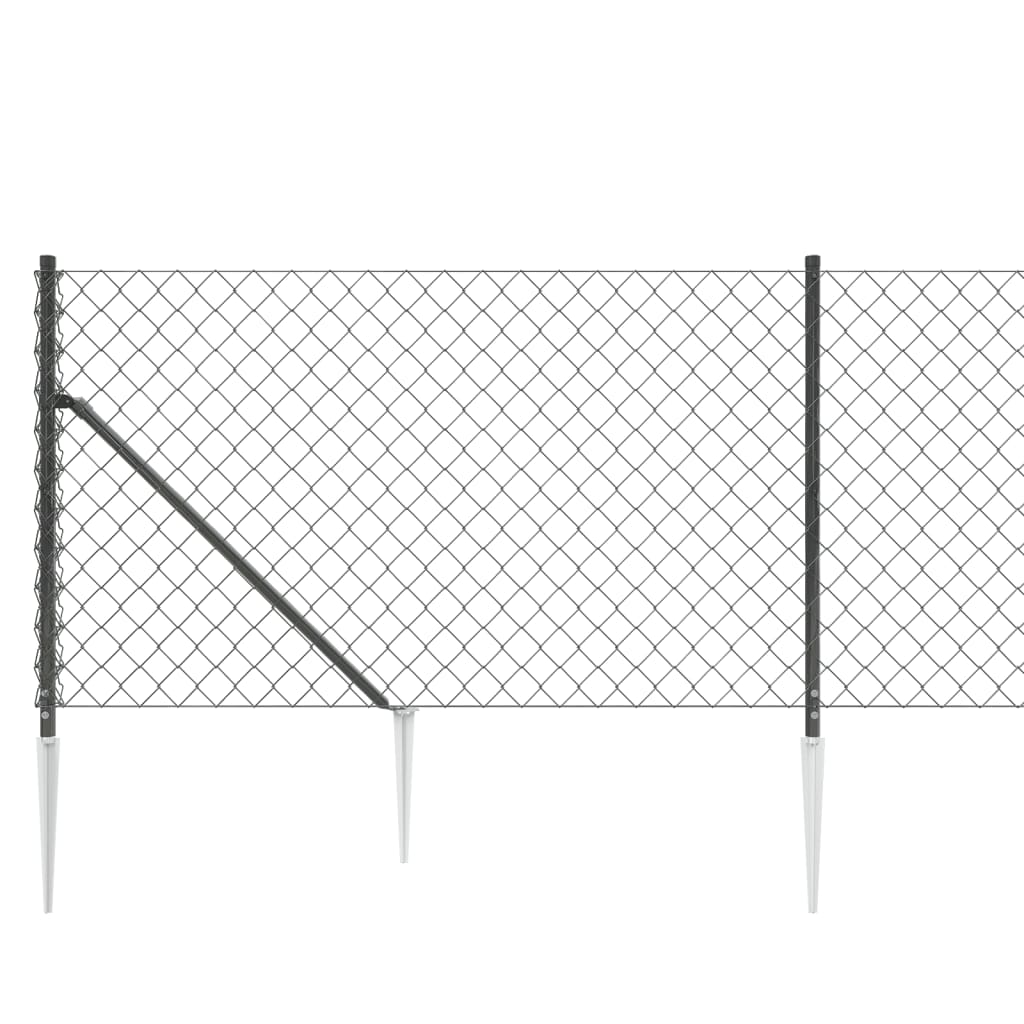Maschendrahtzaun mit Bodenhülsen Anthrazit 1,1x25 m