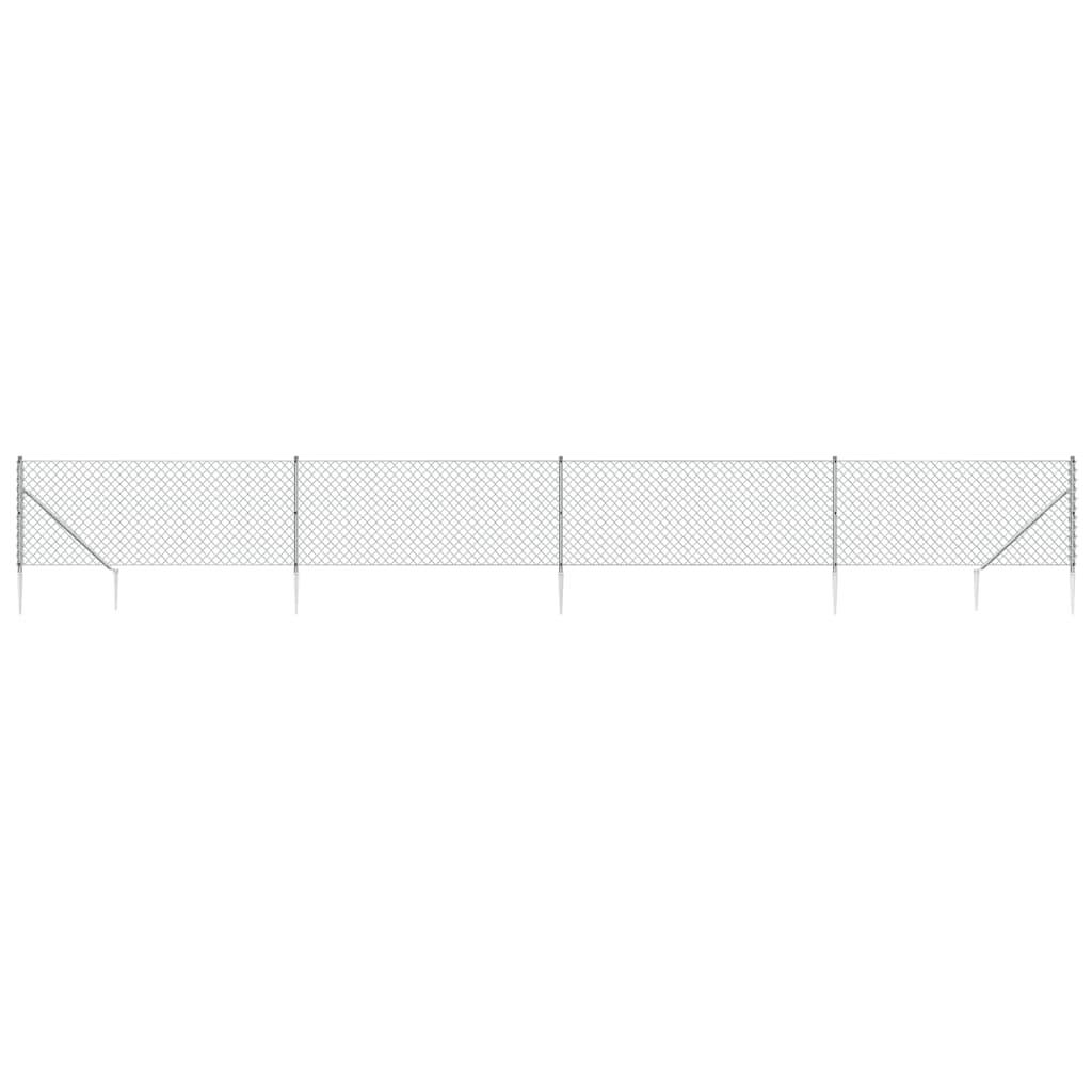 Maschendrahtzaun mit Bodenhülsen Silbern 1,1x10 m