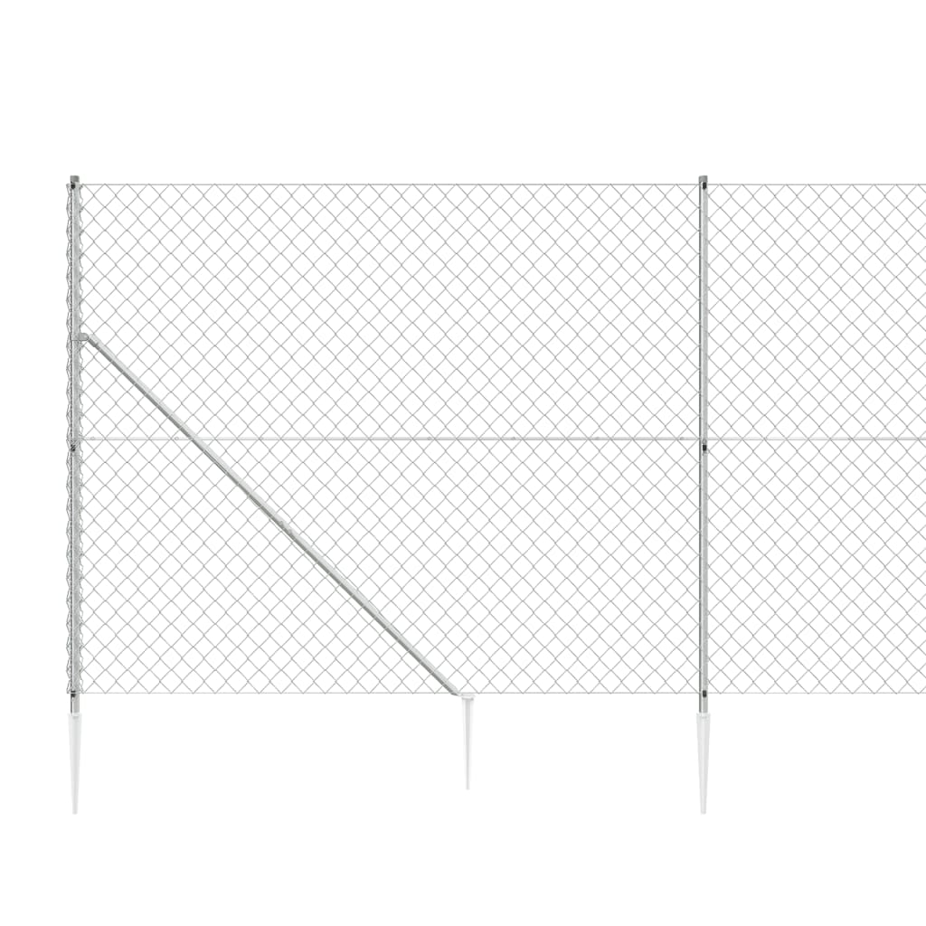 Maschendrahtzaun mit Bodenhülsen Silbern 1,6x10 m
